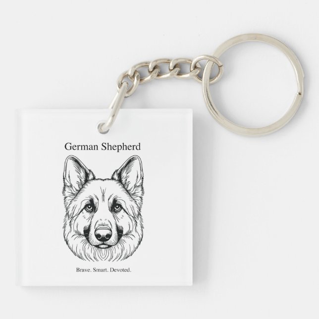 German Shepherd Portrait Key Ring (Back)