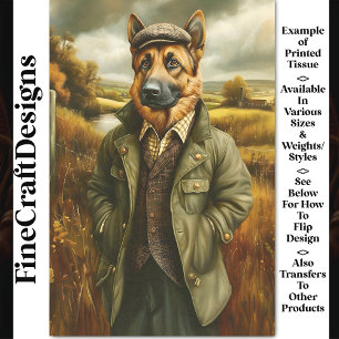 German Shepherd Portrait, Landscape CG9 Decoupage Tissue Paper