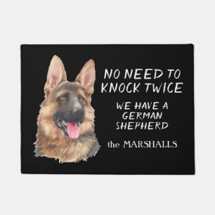 German Shepherd Portrait No Need to Knock Twice Doormat