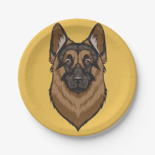 German Shepherd Portrait Paper Plate