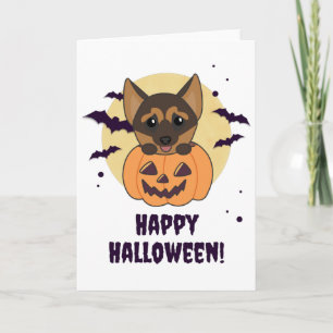 German Shepherd Pumpkin Dogs Happy Halloween Card