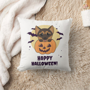 German Shepherd Pumpkin Dogs Happy Halloween Cushion