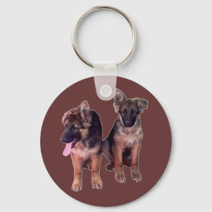 German Shepherd puppies Custom Keychain