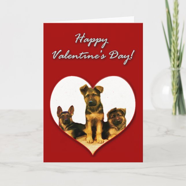 German Shepherd puppies Valentines Day Card (Front)
