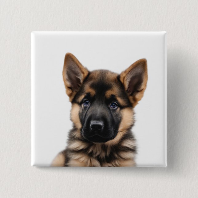 German Shepherd Puppy 15 Cm Square Badge (Front)