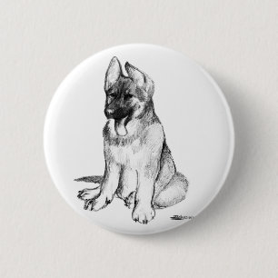 German Shepherd Puppy 6 Cm Round Badge
