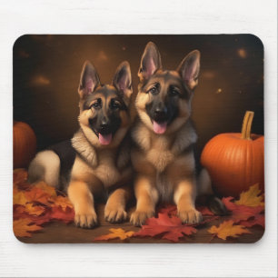 German Shepherd Puppy Autumn Delight Pumpkin Mouse Pad