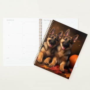 German Shepherd Puppy Autumn Delight Pumpkin Planner