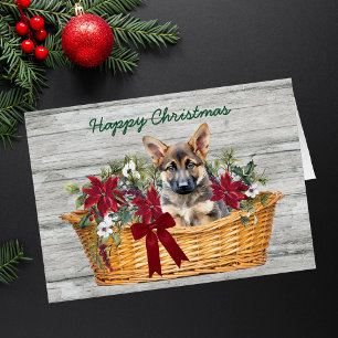 German Shepherd Puppy Basket Holiday