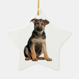 German Shepherd Puppy Ceramic Tree Decoration