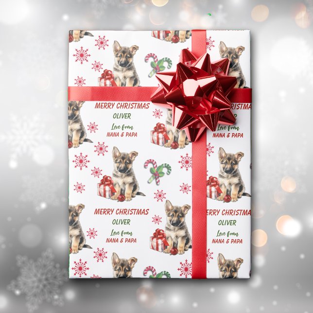 German Shepherd Puppy Christmas Wrapping Paper (Creator Uploaded)