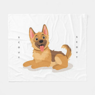 German Shepherd Puppy Cute Illustration Fleece Blanket