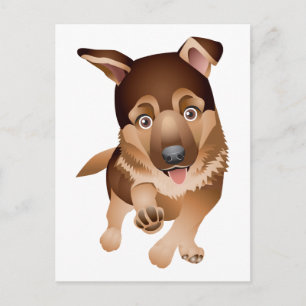 German Shepherd Puppy Dog Black Post Card