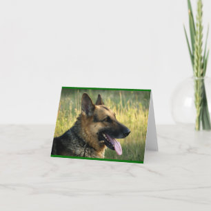 German Shepherd Puppy Dog Blank Green Note Card