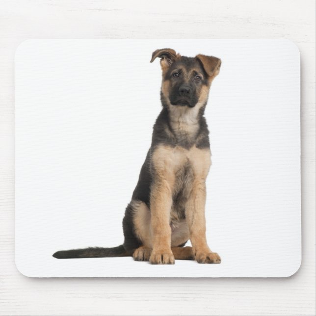 German Shepherd  Puppy Dog Computer Mousepad (Front)