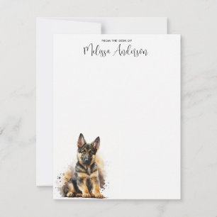 German Shepherd Puppy Dog Personalised Watercolor Card