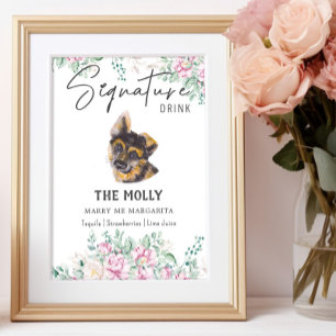 German Shepherd Puppy Dog Signature Drink Sign