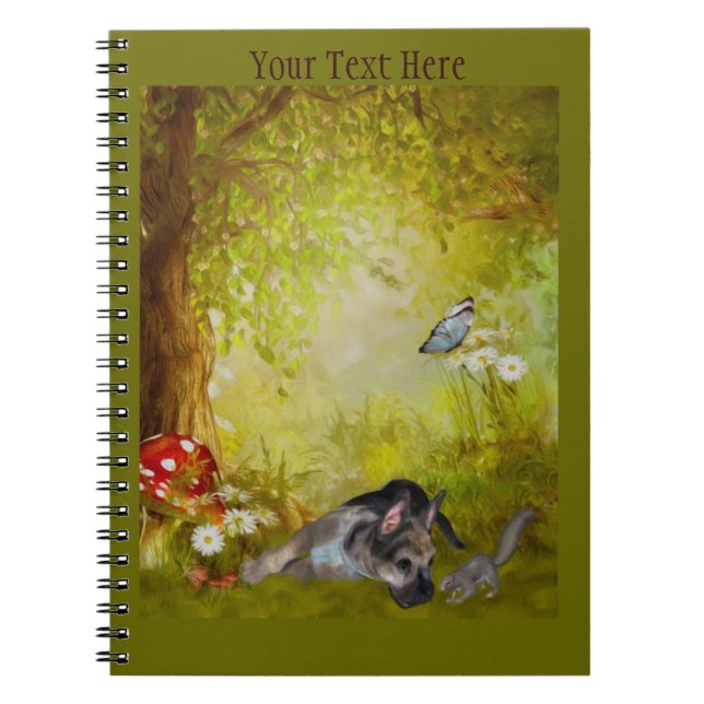 German Shepherd Puppy Fantasy Dog Art Spiral Notebook (Front)