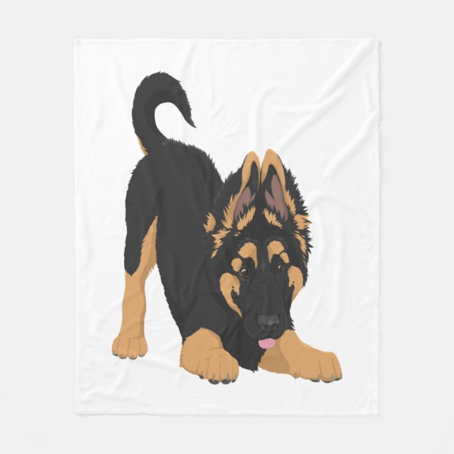 German Shepherd Puppy  Fleece Blanket (Front)