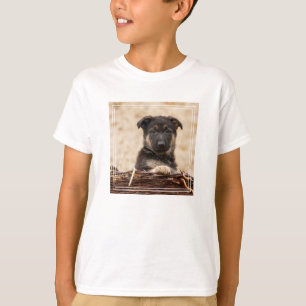 German Shepherd Puppy In Basket T-Shirt