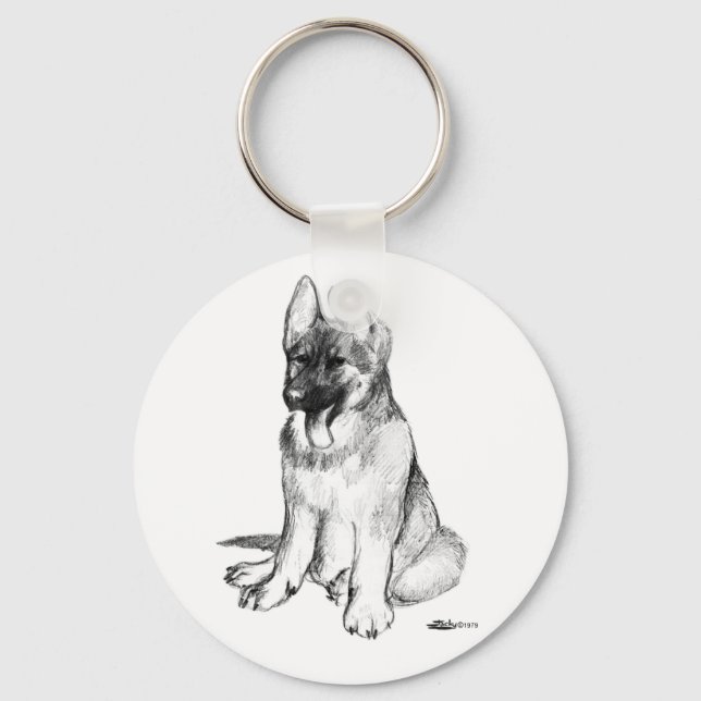 German Shepherd Puppy Key Ring (Front)