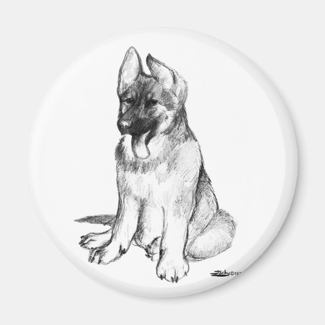 German Shepherd Puppy Magnet (Front)