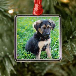 German Shepherd Puppy Metal Tree Decoration