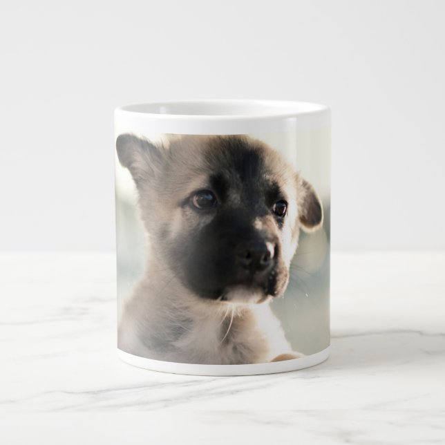 German Shepherd Puppy Over Ledge Large Coffee Mug (Front)