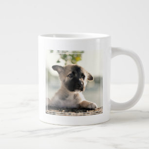 German Shepherd Puppy Over Ledge Large Coffee Mug