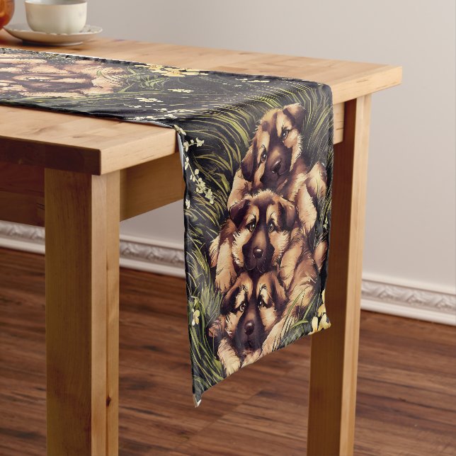 German shepherd puppy short table runner (In Situ)