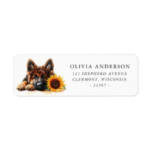 German Shepherd Puppy Sunflower Return Address