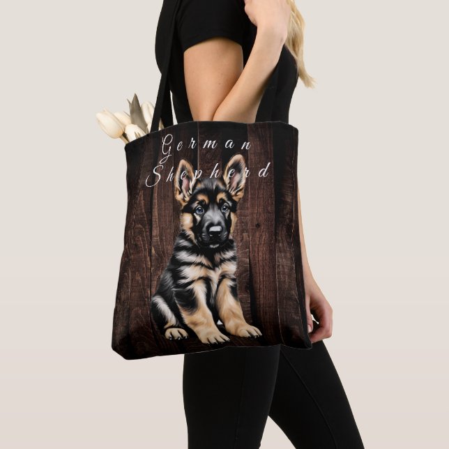 German Shepherd Puppy Tote Bag (Close Up)