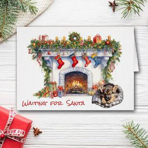 German Shepherd Puppy Wait on Santa Fireplace