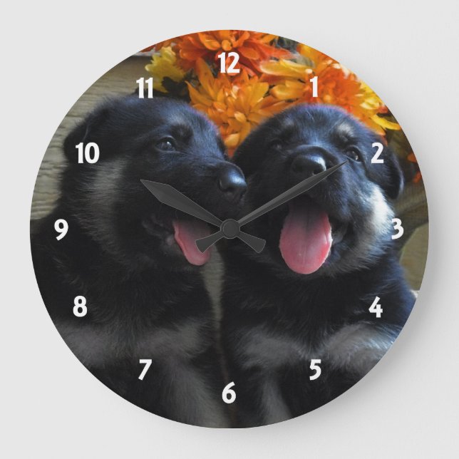 German Shepherd Puppy: Wall Clock (Front)