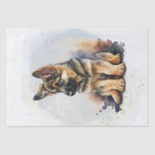 German Shepherd Puppy Watercolor Tissue Paper