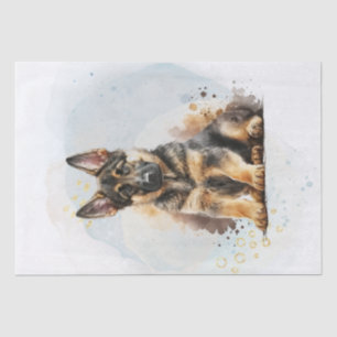 German Shepherd Puppy Watercolor Tissue Paper