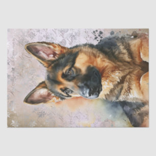 German Shepherd Puppy Watercolor Tissue Paper