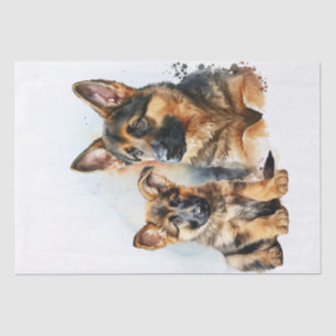 German Shepherd Puppy Watercolor Tissue Paper
