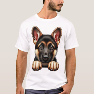 German Shepherd Puppy with Expressive Eyes  T-Shirt