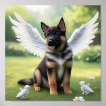 German Shepherd puppy with wings like an angel