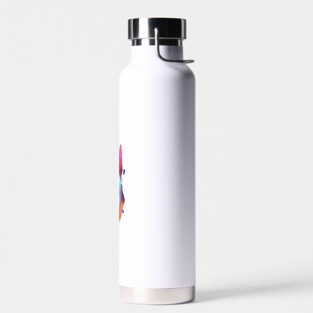 German Shepherd Rainbow Watercolor Paint Splatter  Water Bottle (Left)