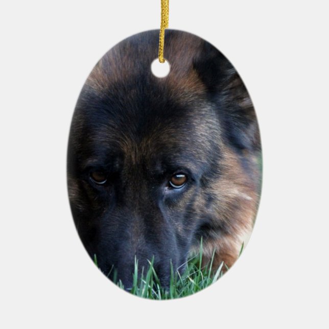 German Shepherd Randy vom Leithawald Ceramic Tree Decoration (Front)