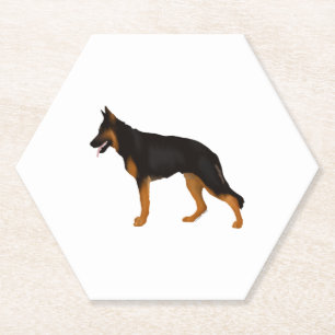 German Shepherd Red Black Blanket Paper Coaster