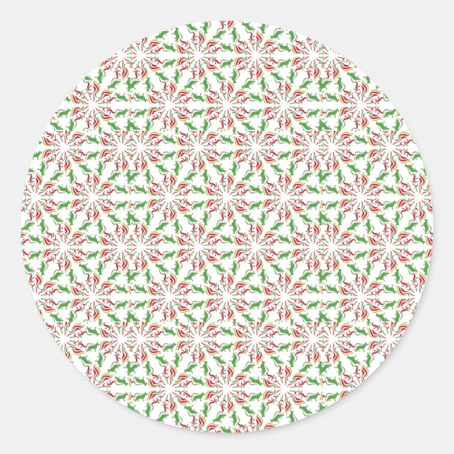 German Shepherd red green Classic Round Sticker (Front)