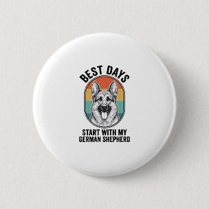 German Shepherd Retro Art Vintage Dog Lover Design 6 Cm Round Badge