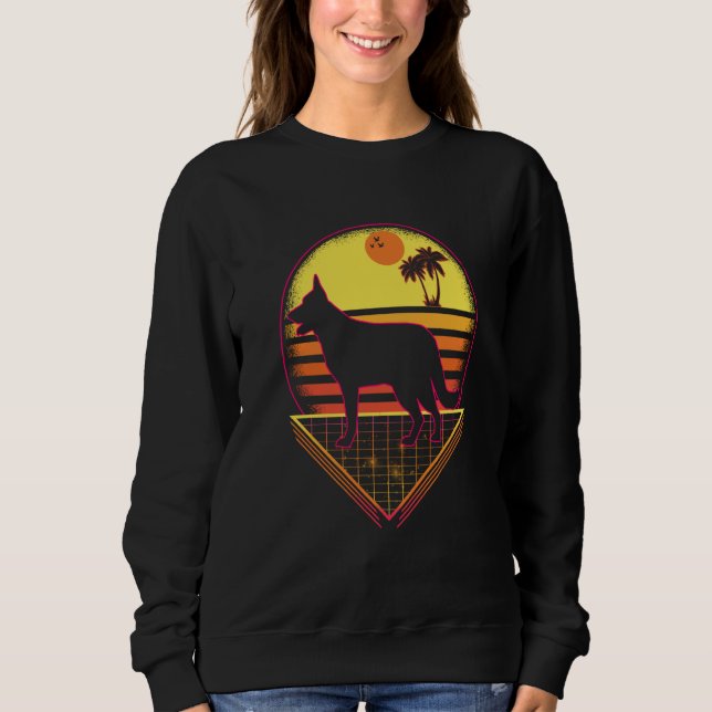 German Shepherd Retro Sunset Vintage  Dog Sweatshirt (Front)
