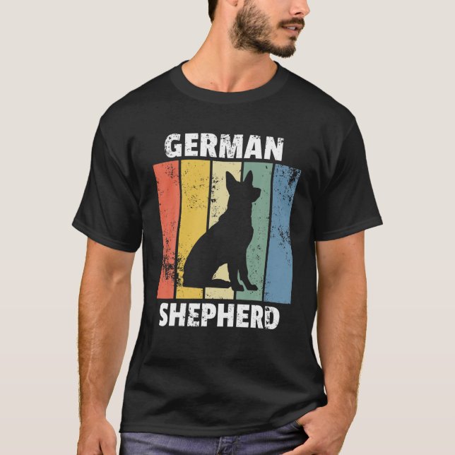 German Shepherd Retro Vintage Dog Design T-Shirt (Front)