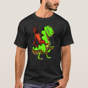 German Shepherd Riding Rex Dinosaur Kids Boys T-Shirt