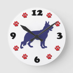 German Shepherd Round Clock