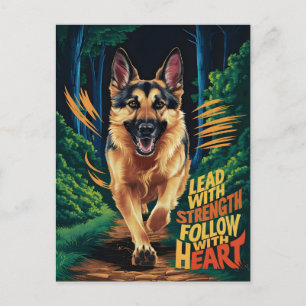 German Shepherd Running Through Forest Postcard